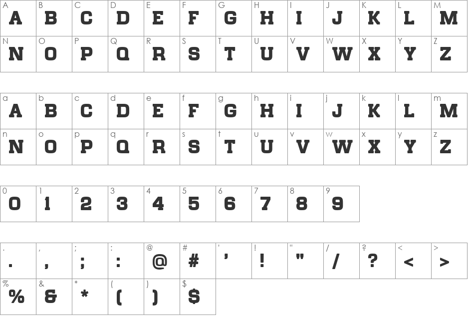 Chateau de Garage font character map preview