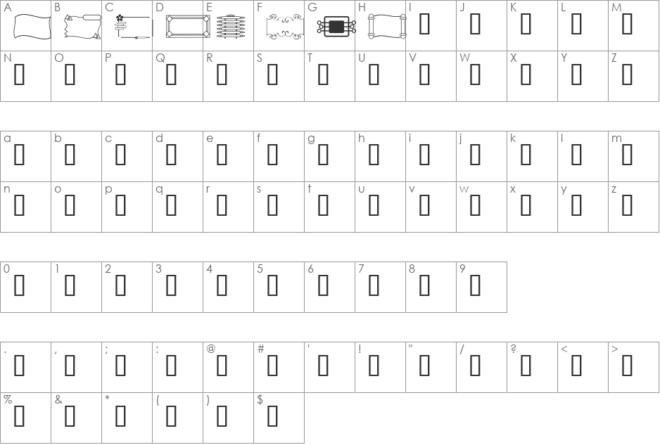 Chay's Frames font character map preview