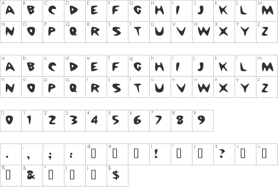 Cheap font character map preview