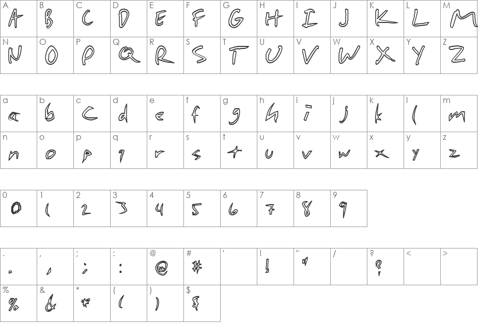 Cheap Pizza font character map preview