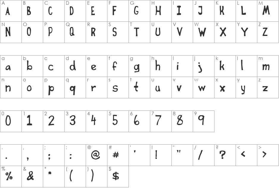 Cheap Seven Inches font character map preview