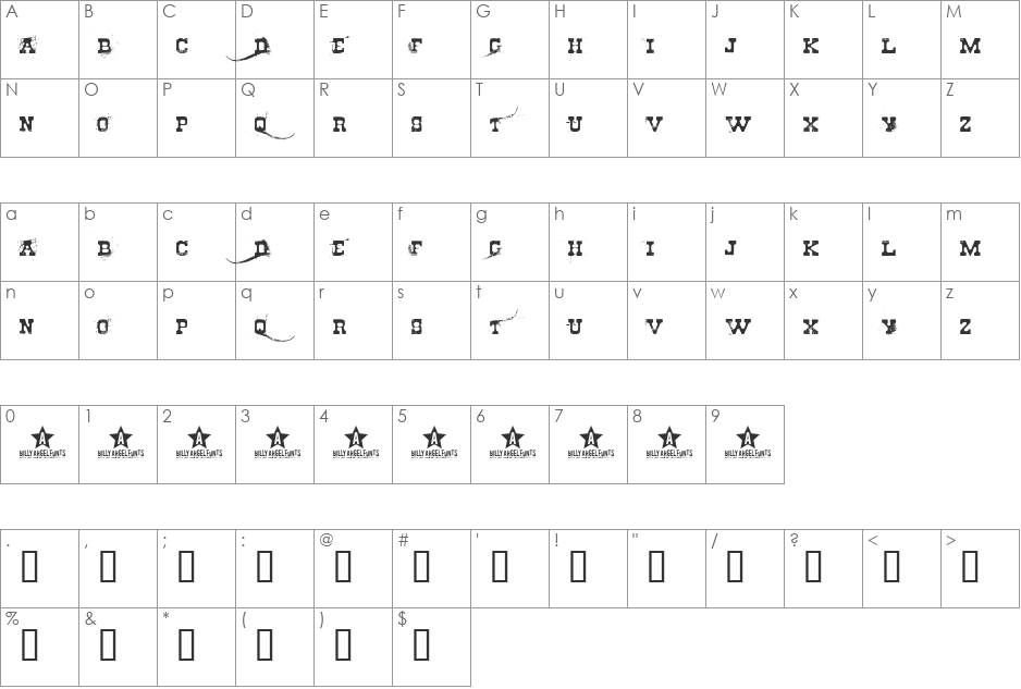 Cheap stealer font character map preview