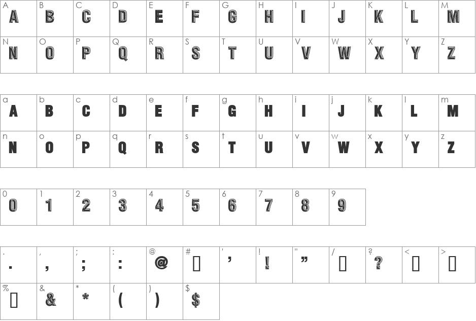CheapSign font character map preview
