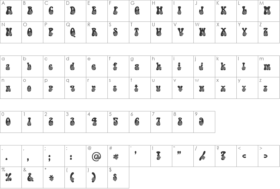 Checkboard Becker font character map preview