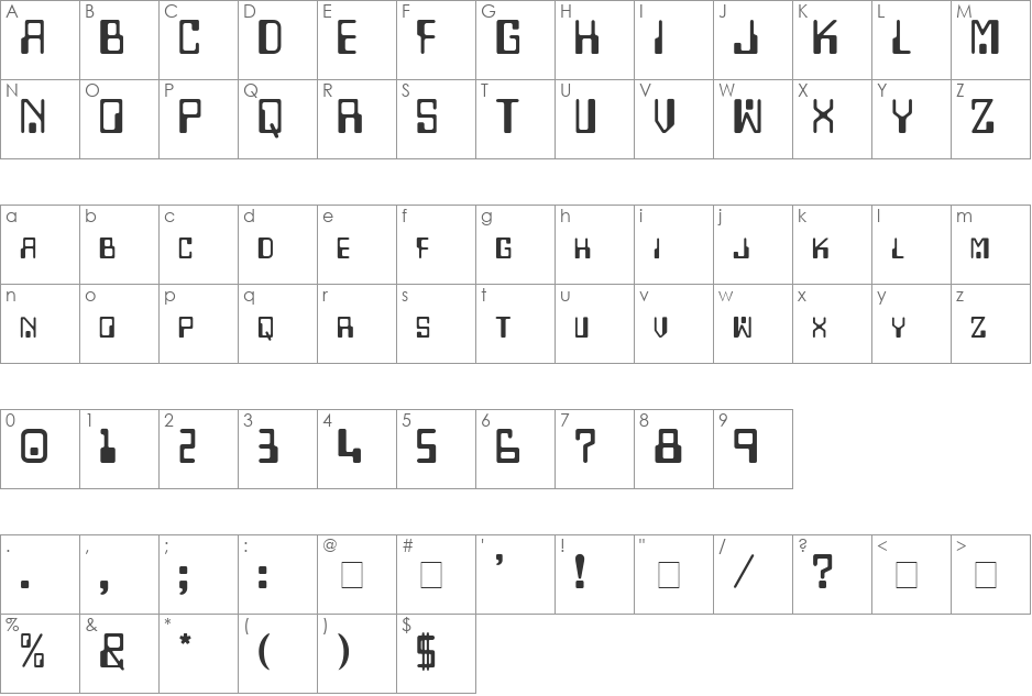Checkbook font character map preview
