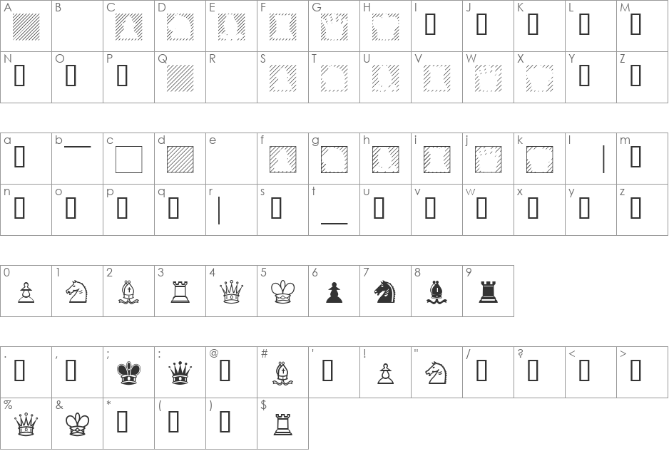 CheckMateRES font character map preview