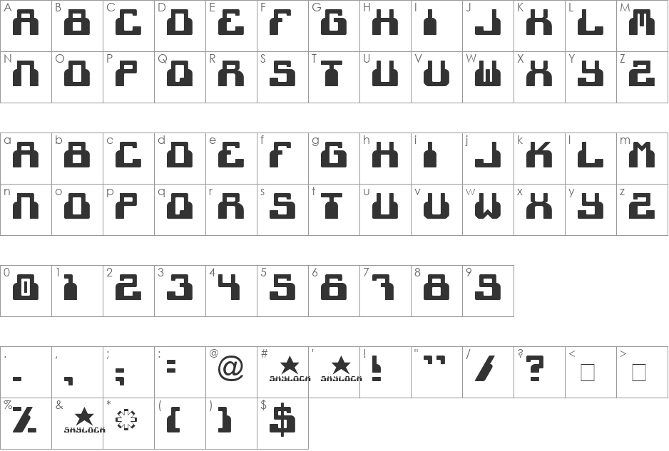 cheek2cheek (black!) font character map preview