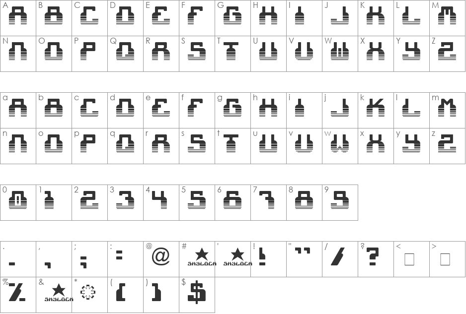 cheek2cheek (faded!) font character map preview