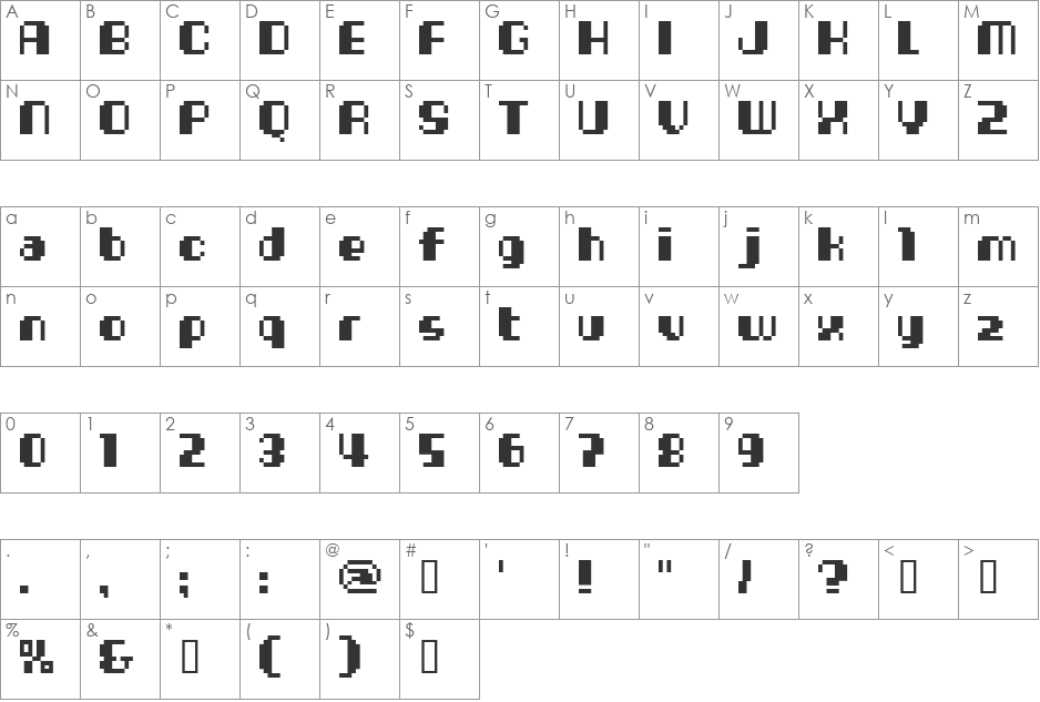 Cheese10bit font character map preview