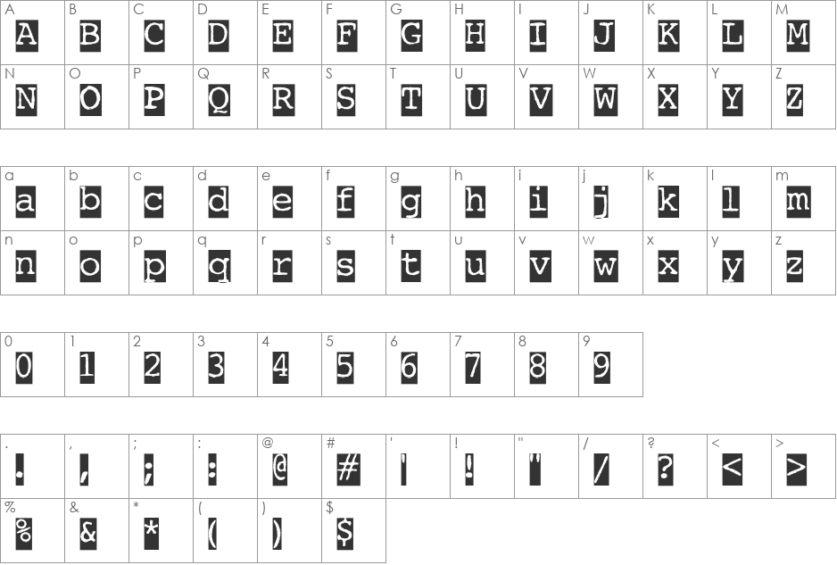 AL Eyewitness font character map preview