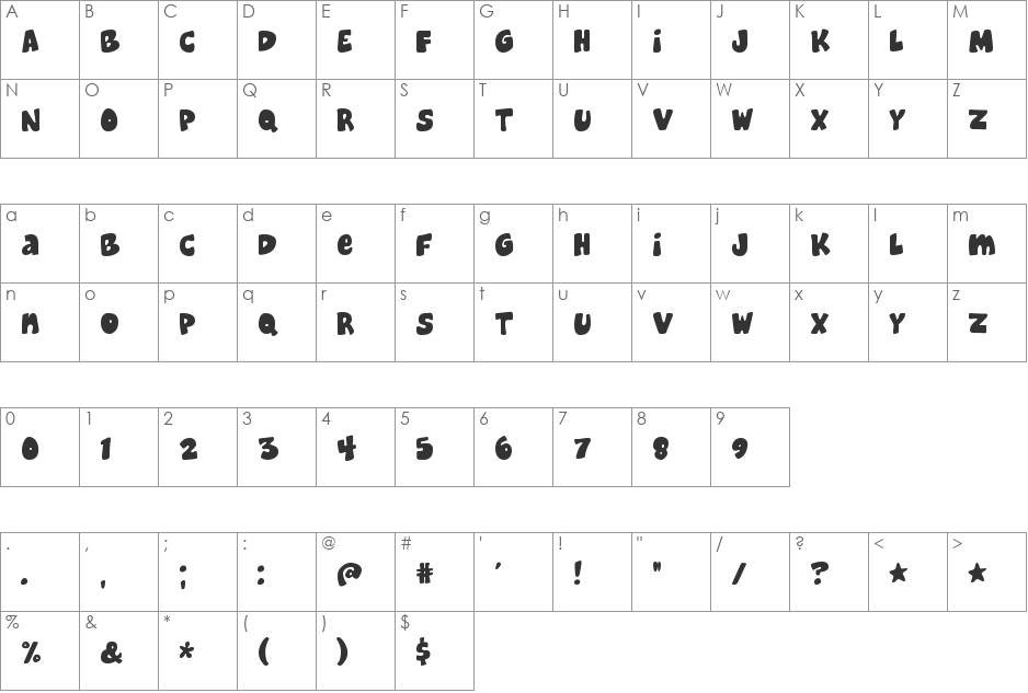 Cheeseburger font character map preview