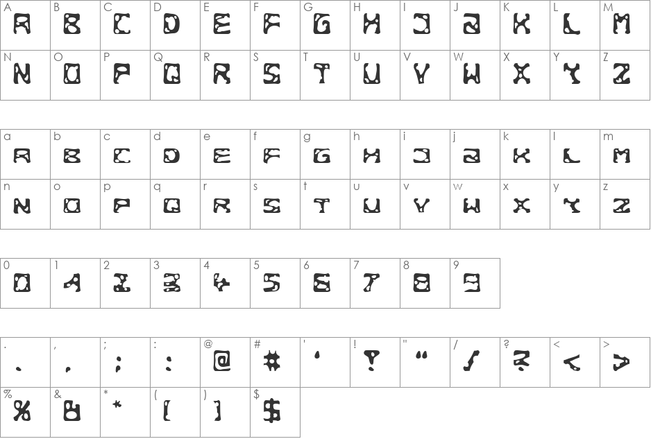 Cheesehard Becker font character map preview