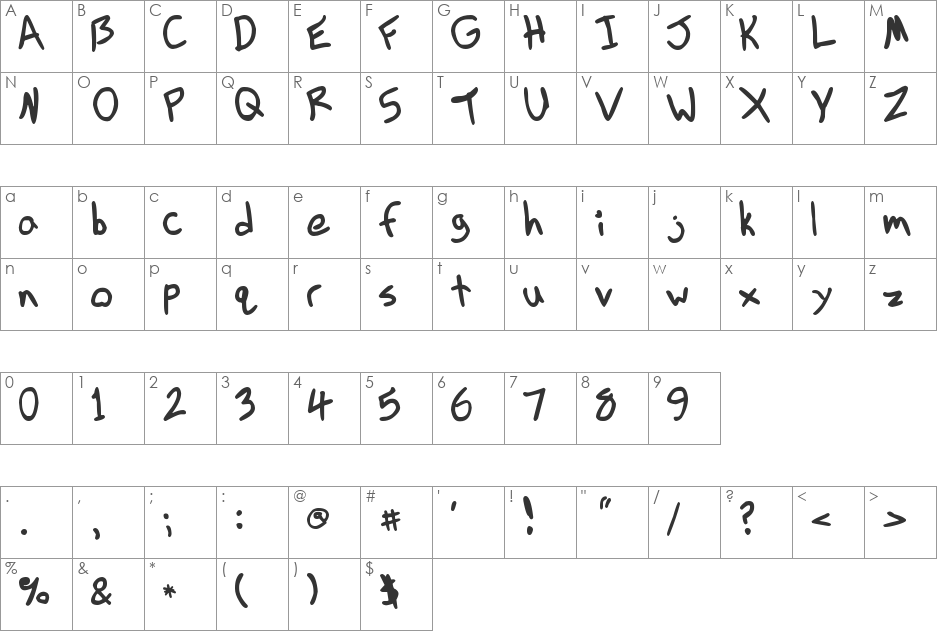 Cheeto-ese font character map preview