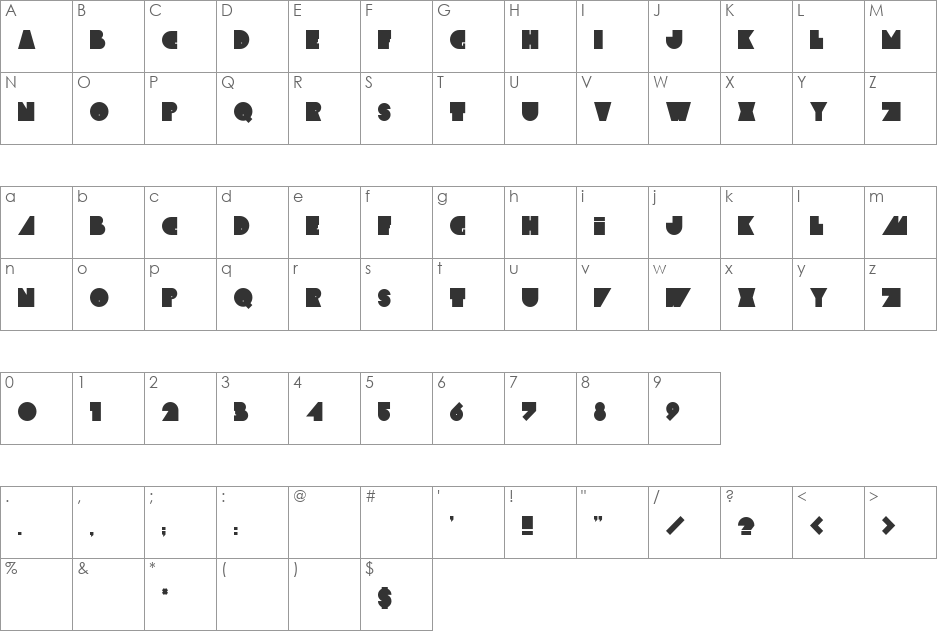 Chellovek font character map preview