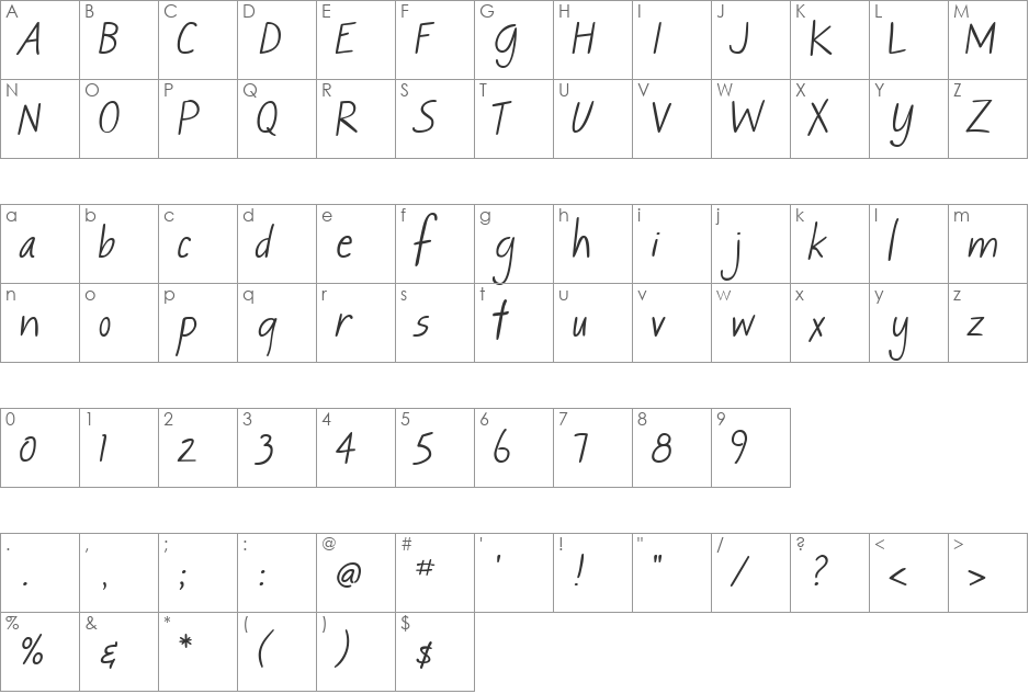 AL Flighty font character map preview