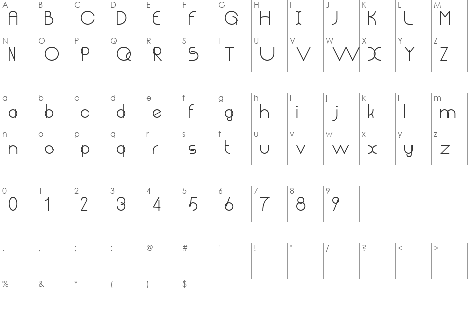 Chempaka Ranting font character map preview