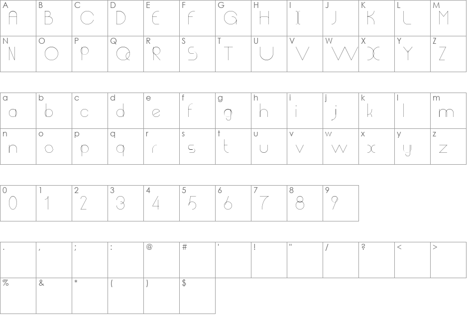 Chempaka Ranting font character map preview