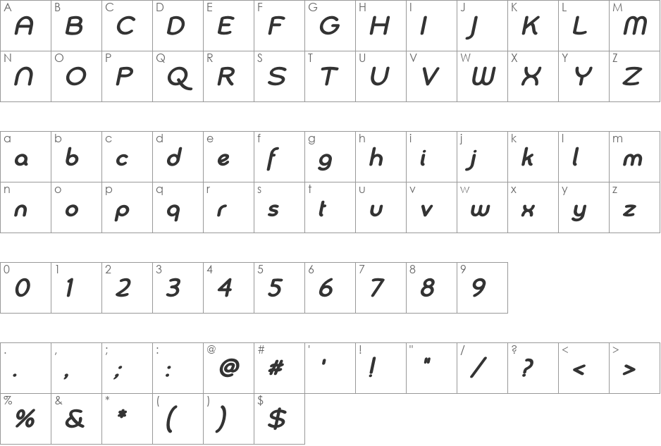 Chennai Bold Oblique font character map preview