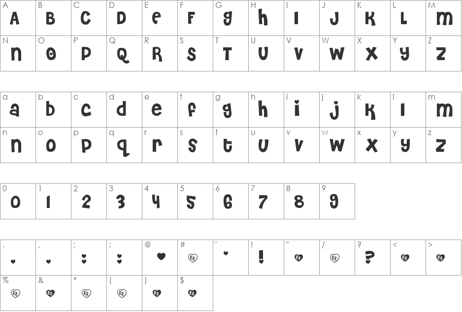 Cheri font character map preview