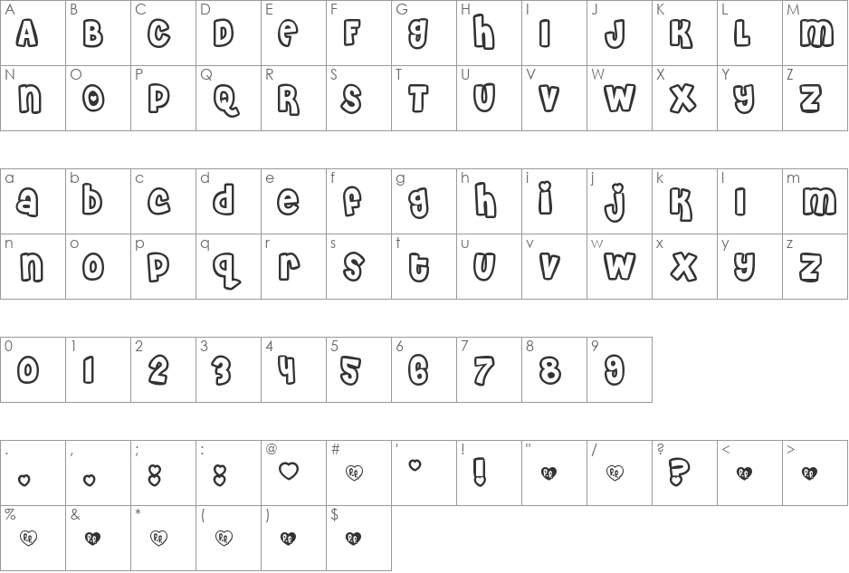 Cheri Liney font character map preview