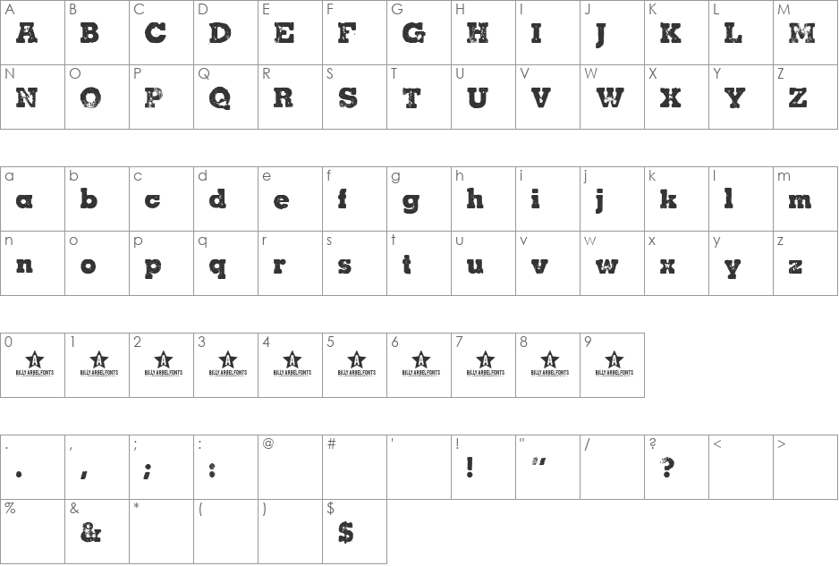 CHERRY JAM font character map preview