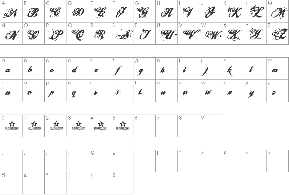 cherry jam font character map preview