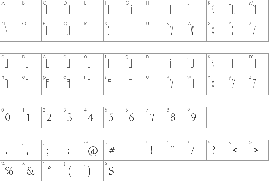 CherryMoon font character map preview