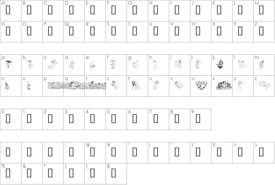 Cherub font character map preview