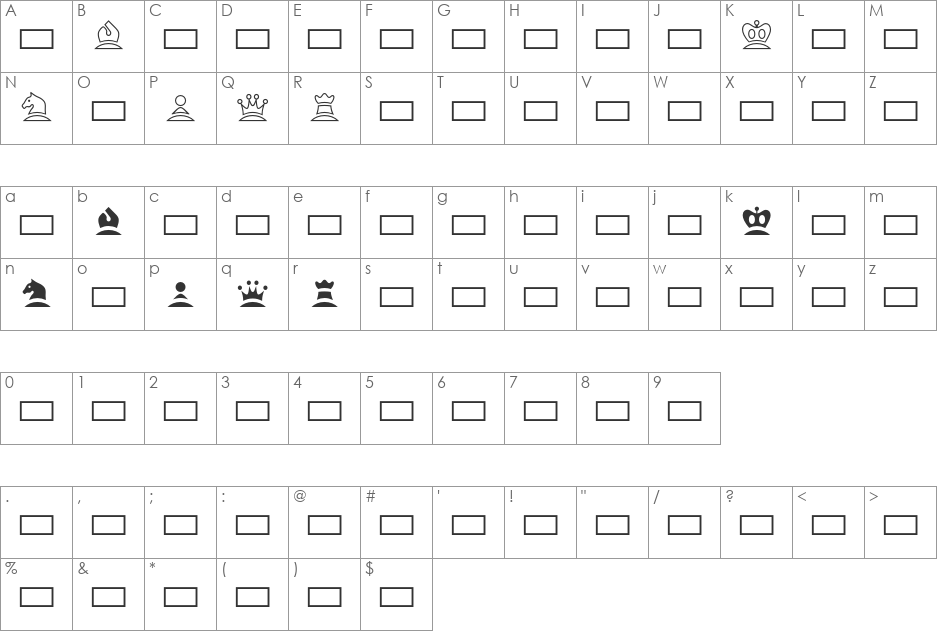 Chess font character map preview