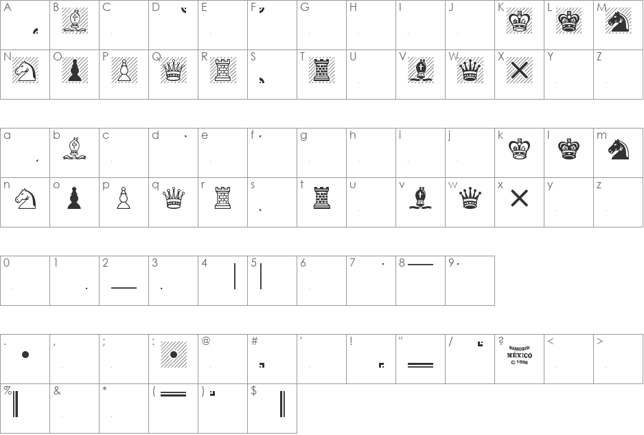 Chess Leipzig font character map preview