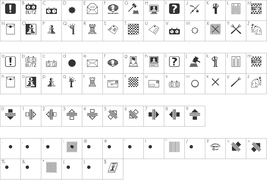 Chess Miscel font character map preview