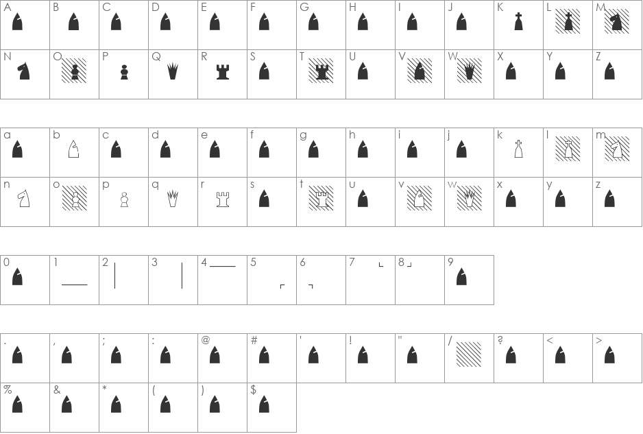 Chess Utrecht font character map preview