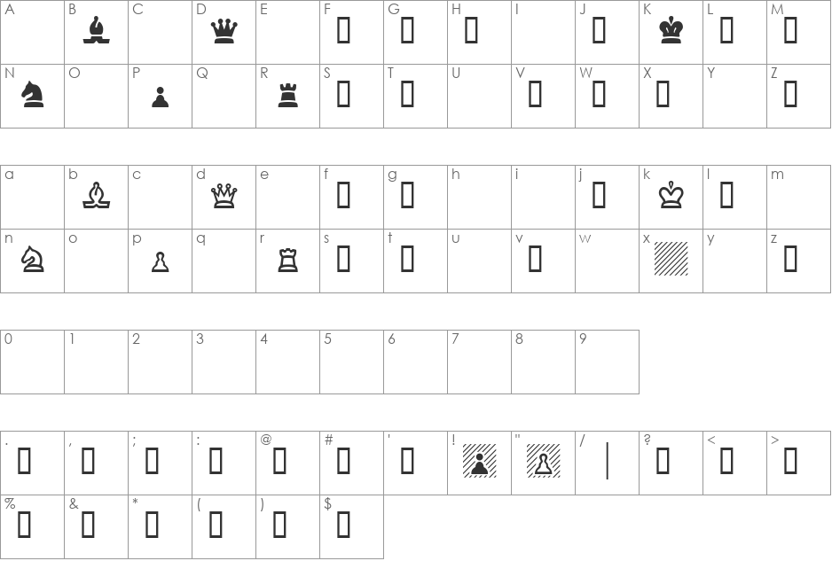 ChessSSK font character map preview