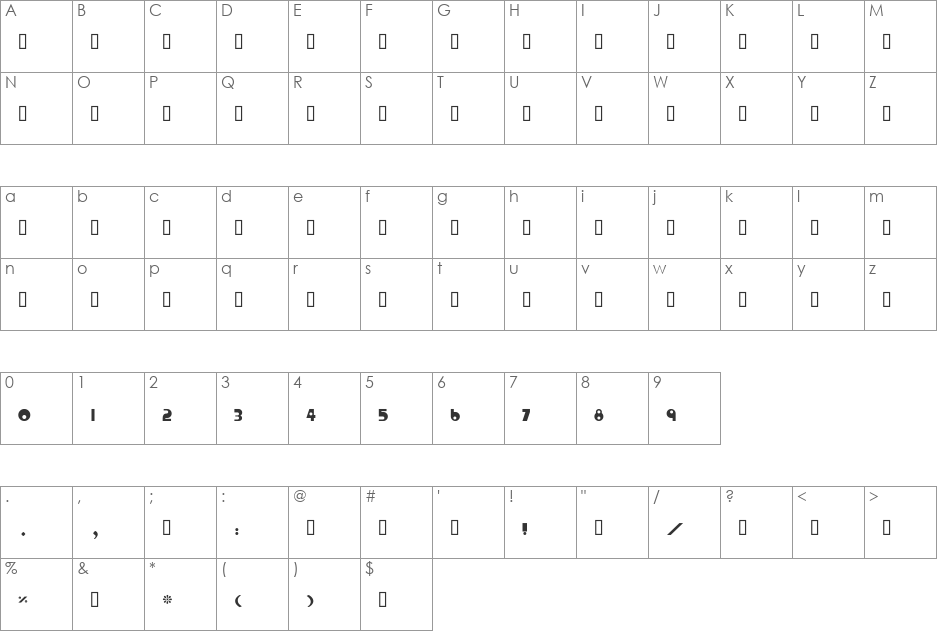 Al Mawash Bold font character map preview