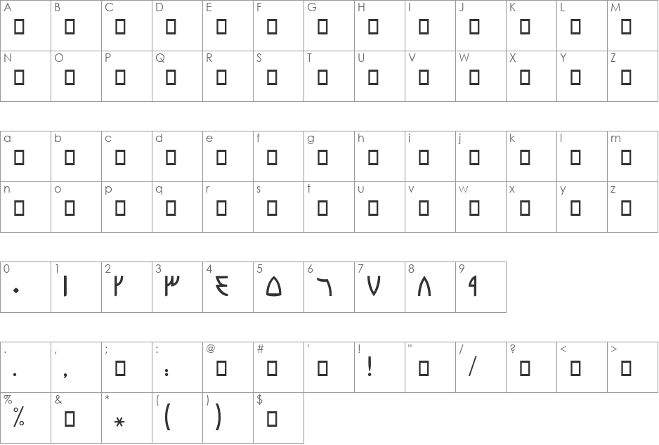 Al Mawash Shatt Al-Arab font character map preview