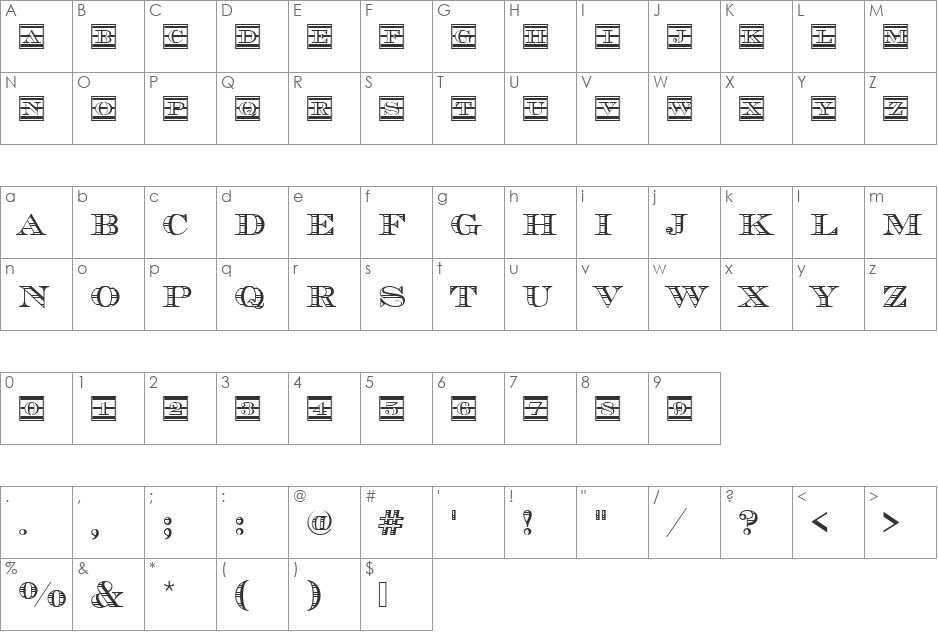 ChevalierIniD font character map preview