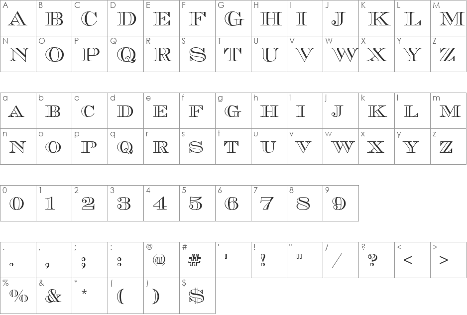 ChevalierOpeDCD font character map preview