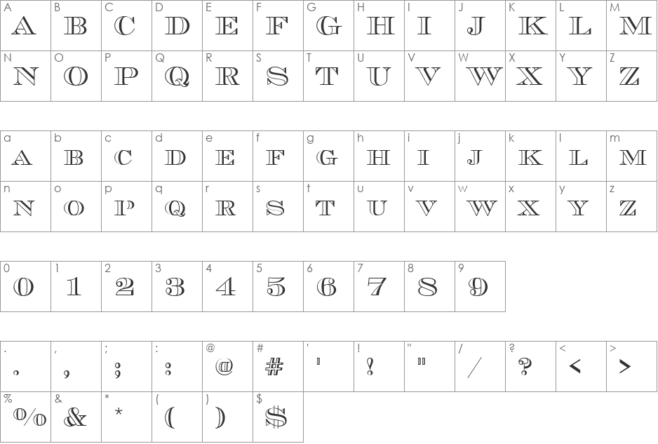 ChevalierOpeSCD font character map preview