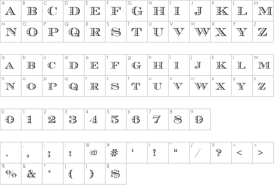 ChevalierStrDCD font character map preview