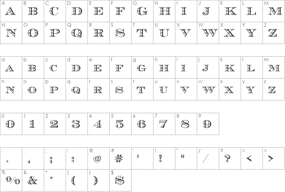 ChevalierStrSCD font character map preview