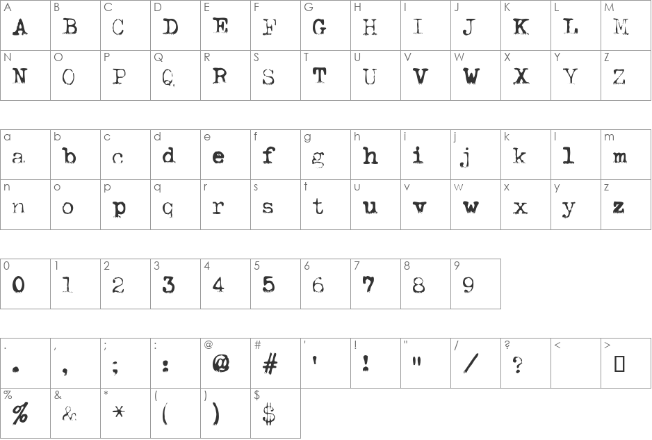 AL ModernType font character map preview