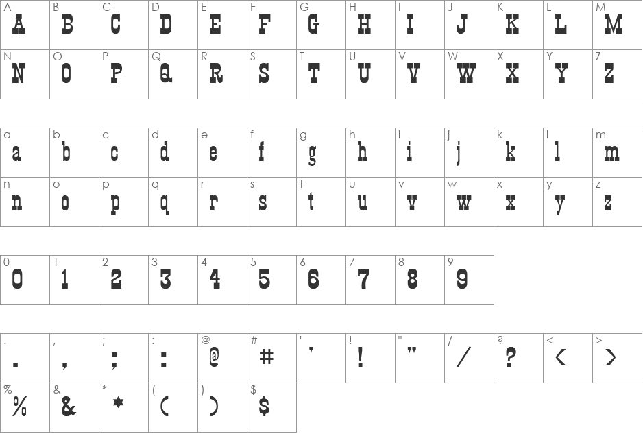 Cheyenne font character map preview