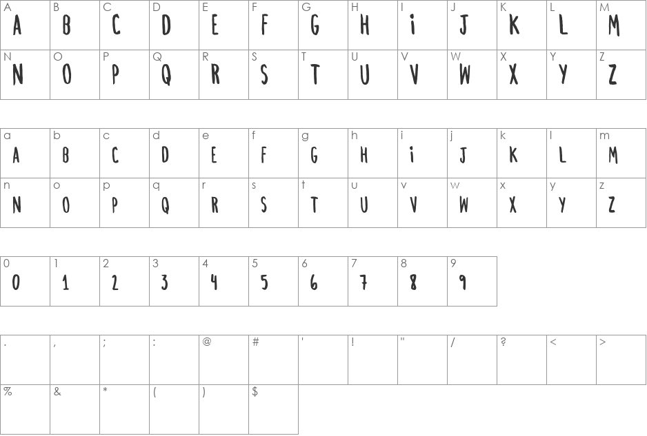 Chez Vous font character map preview