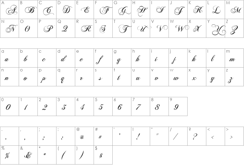 Chiaroscuro font character map preview