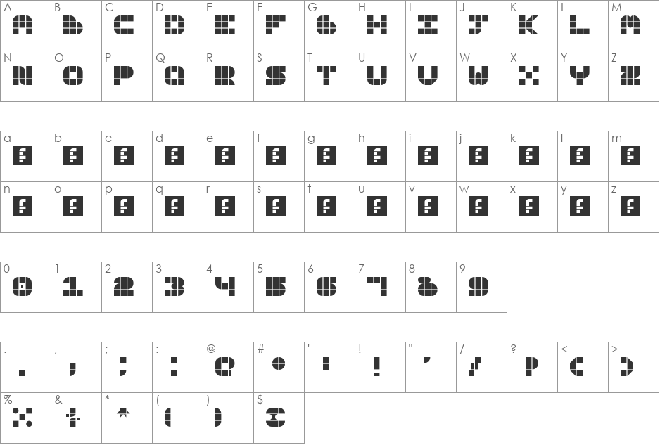 Chibi font character map preview