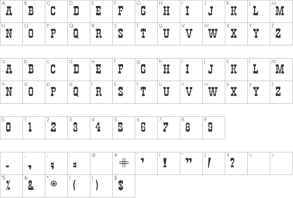 Chibola font character map preview