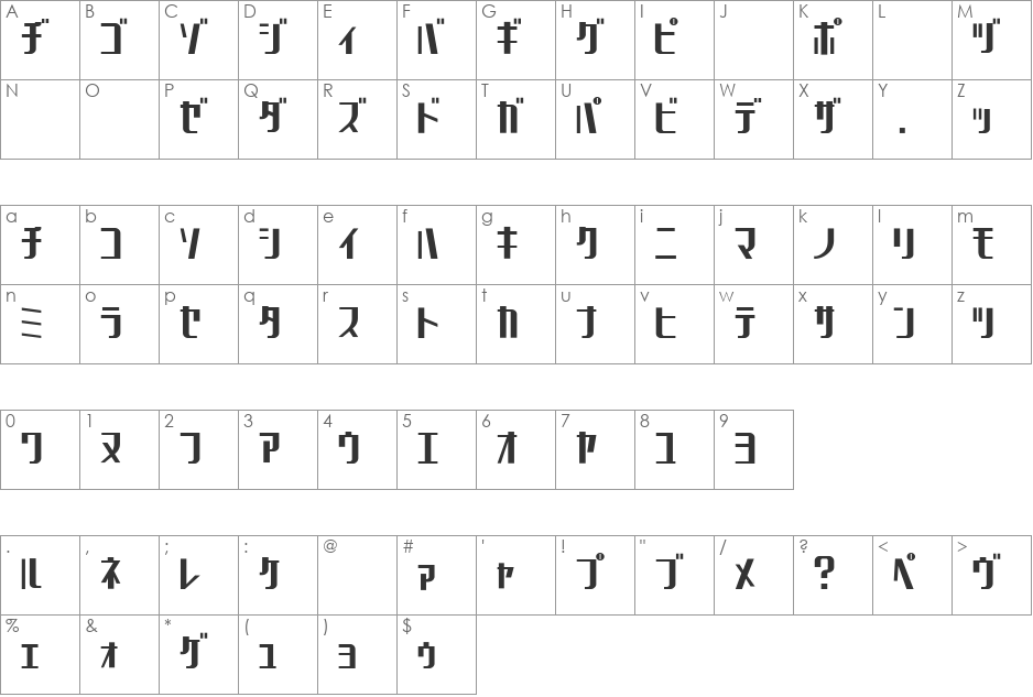 Chicagothic Outline font character map preview