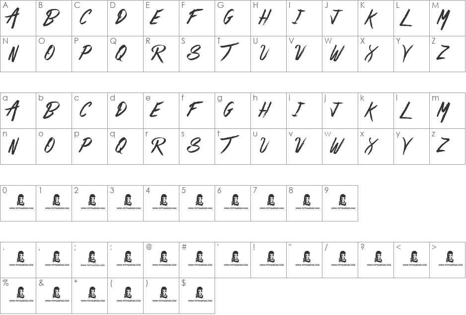Chicane font character map preview