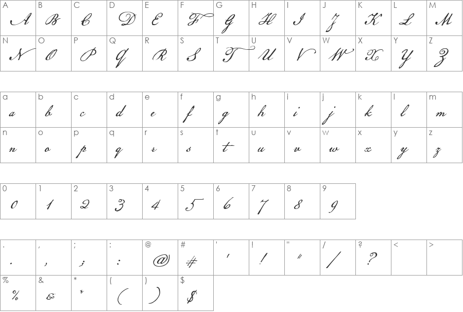 AL Patriot font character map preview