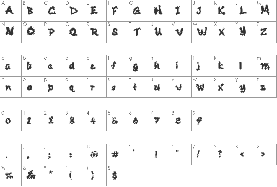 Chichiz font character map preview